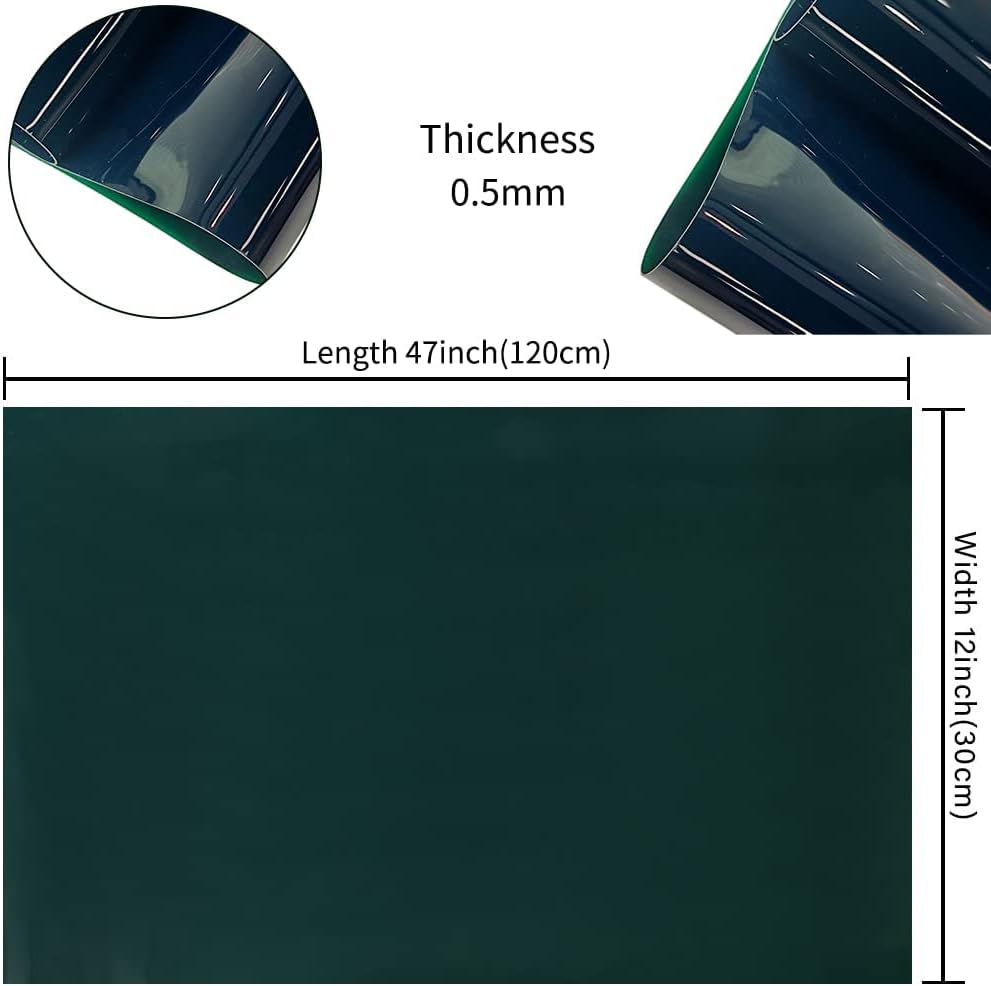 HYANG – Hojas de vinilo holográfico de piel sintética de PVC transparente verde negruzco, 1 rollo de 12 x 47 pulgadas (11.8 in x 47.2 in) para hacer