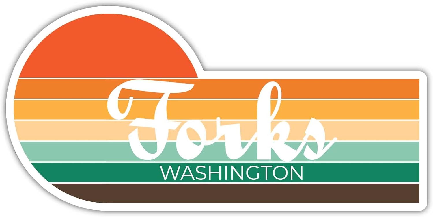 Tenedores Washington – Calcomanía retro vintage de 2 x 1.25 pulgadas, diseño estético de la ciudad de los años 70