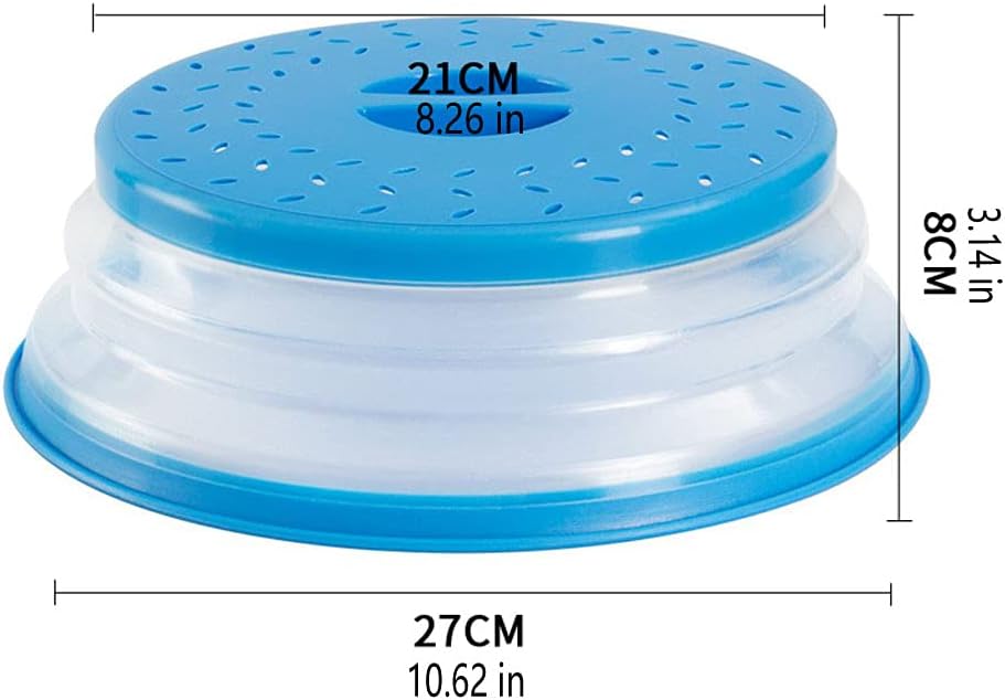 Cubierta plegable para salpicaduras de microondas para alimentos con alfombrillas de silicona, 10.5 pulgadas, apta para lavavajillas, cubierta de