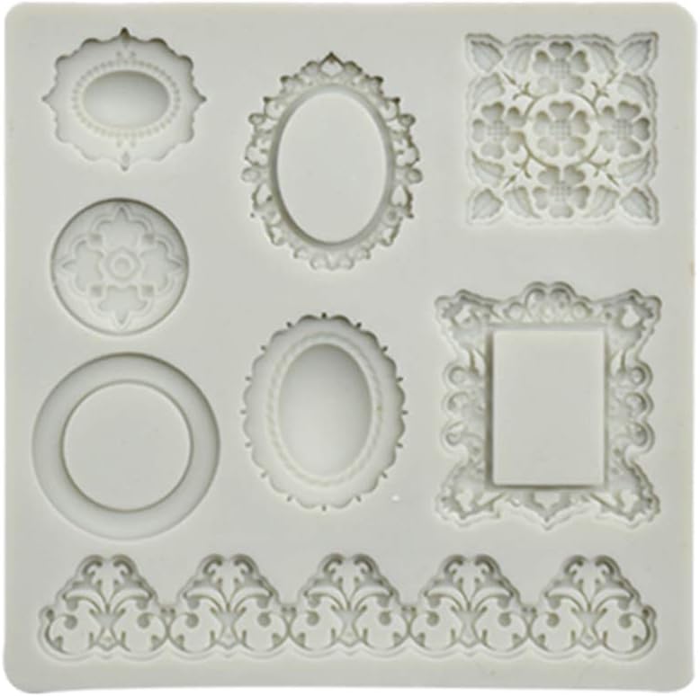 Molde de silicona suave para fondant, pastelería, pastel, pastel, pastel, chocolate, barroco, estilo marco, postre, herramienta para hornear, 2