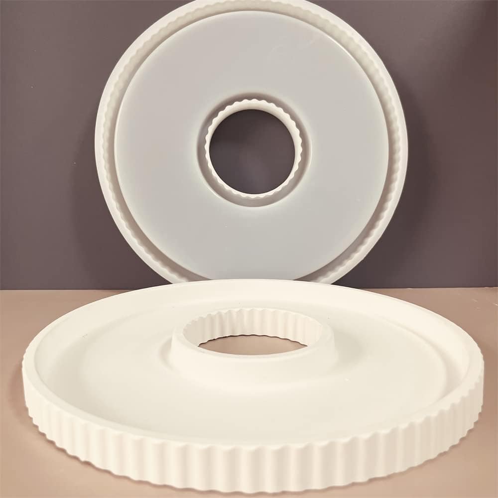 Silicone Molds Tray, Round Plate Silicone Casting Mould Tray with Grooves, Decorative Tray Moulds for Resin, Resin Moulds, Concrete Moulds (30 x 2
