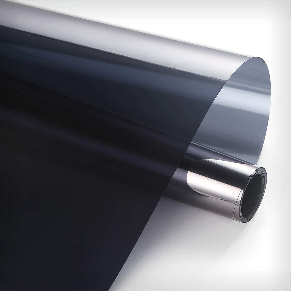 BDF 1SBK – Película de privacidad diurna no adhesiva unidireccional con adherencia estática para ventana, rechazo de calor, color plateado y negro,