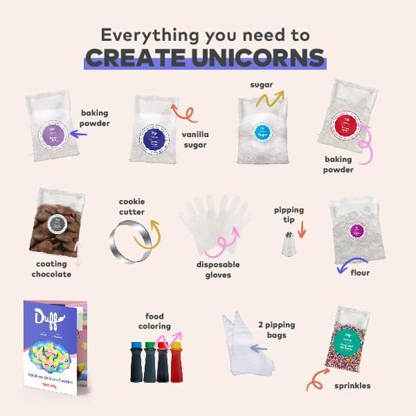 Duff Goldman Kit de hornear para niños de Baketivity  Hornea galletas de unicornio arcoíris con ingredientes premedidos  El mejor kit de fabricación