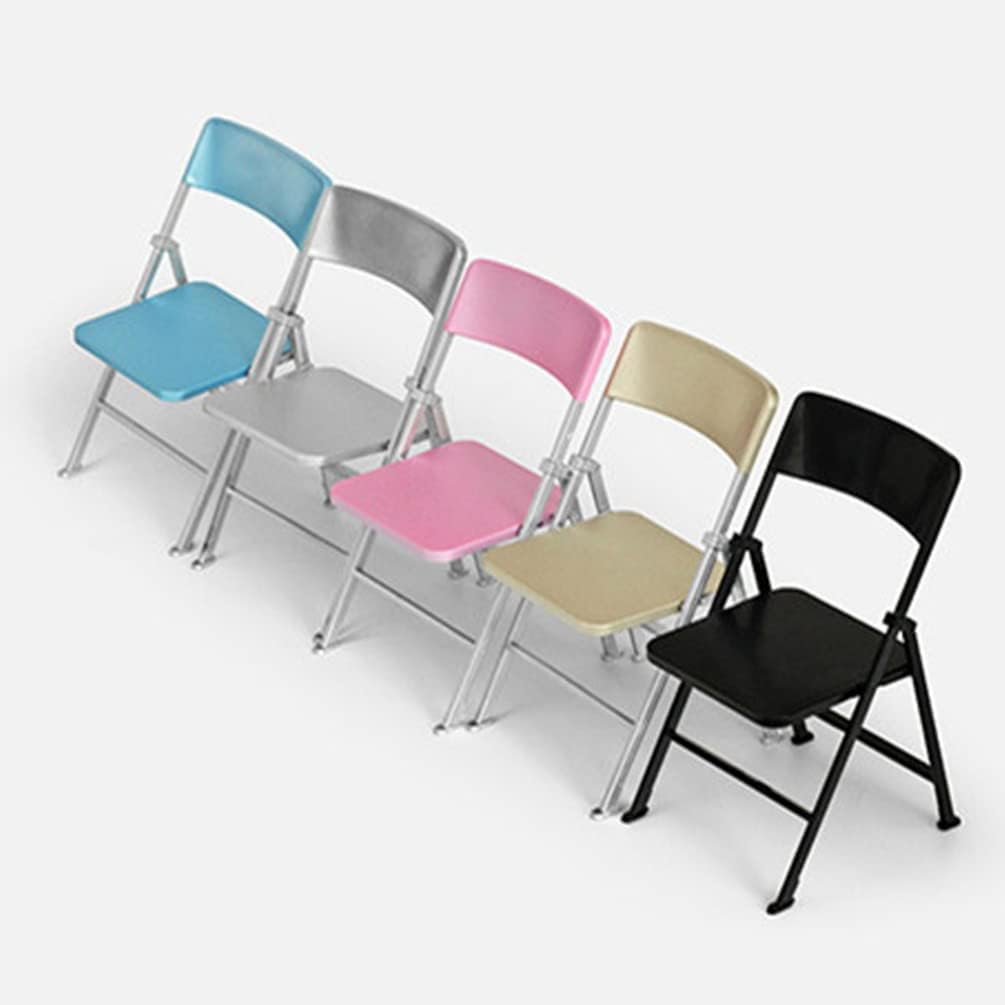 ibasenice Silla plegable para casa de muñecas, silla pequeña transparente, modelo de silla en miniatura, silla plegable en miniatura, sillas