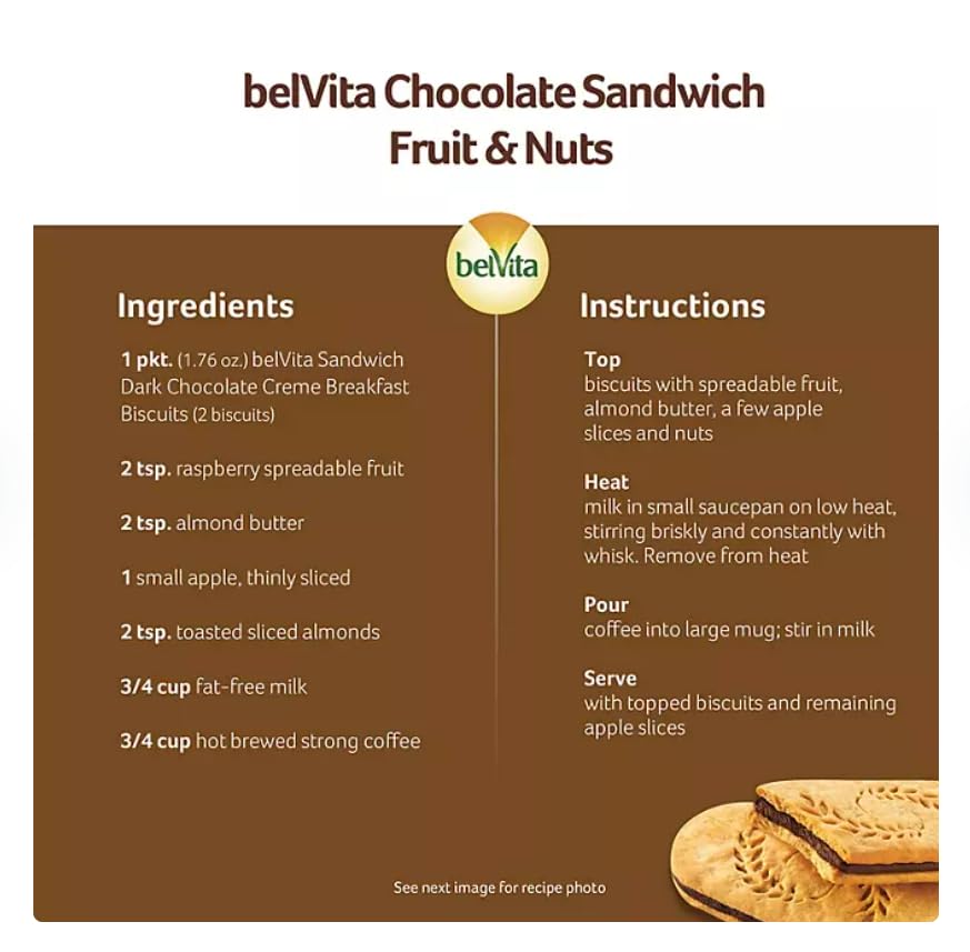 BelVita – Galletas de desayuno con crema de chocolate oscuro (25 unidades)