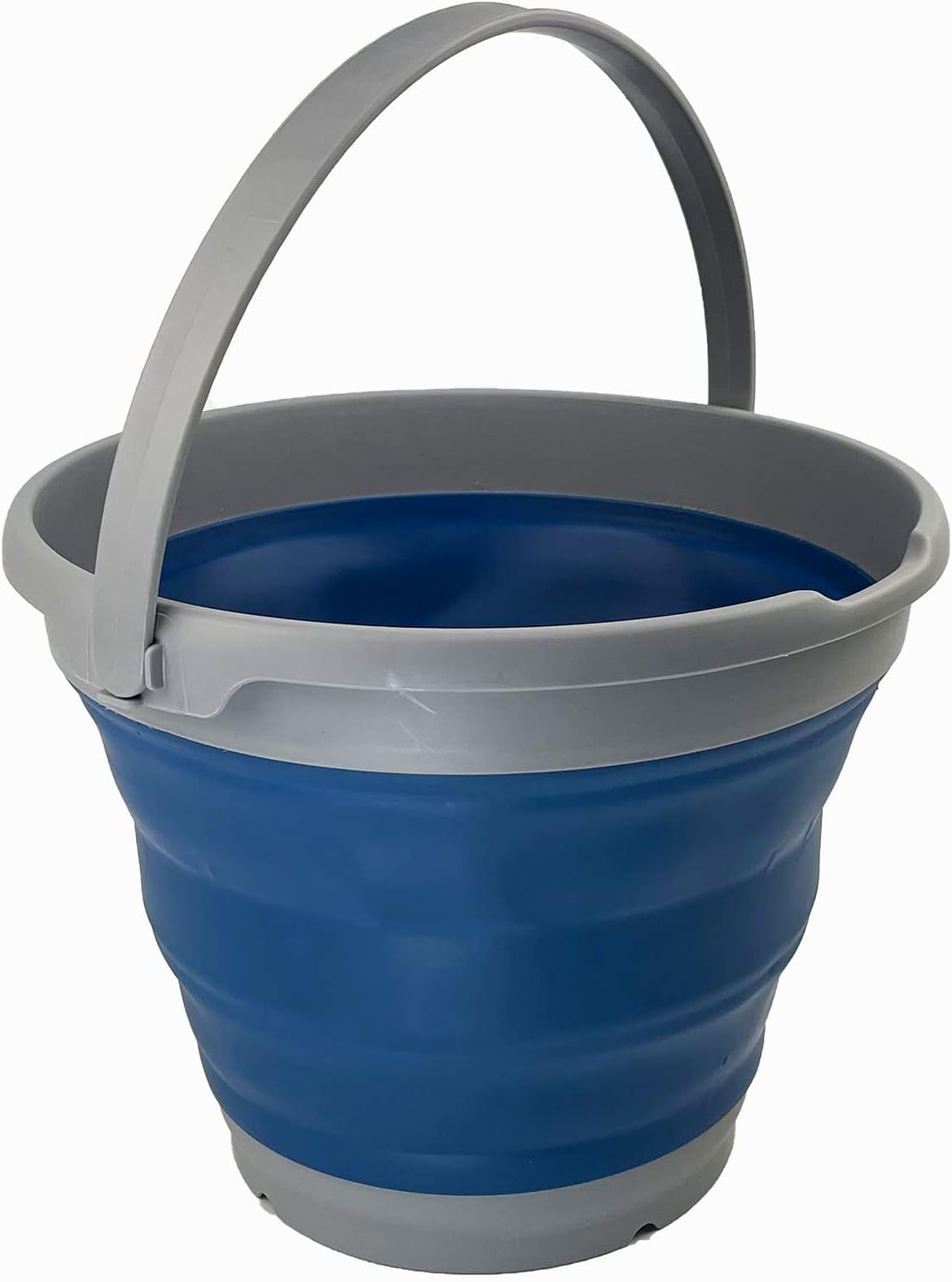 SAMMART Cubo de plástico plegable de 10 L (2.6 galones), bañera redonda plegable con asa, cubo de pesca portátil, cubo de agua, ahorro desplegable