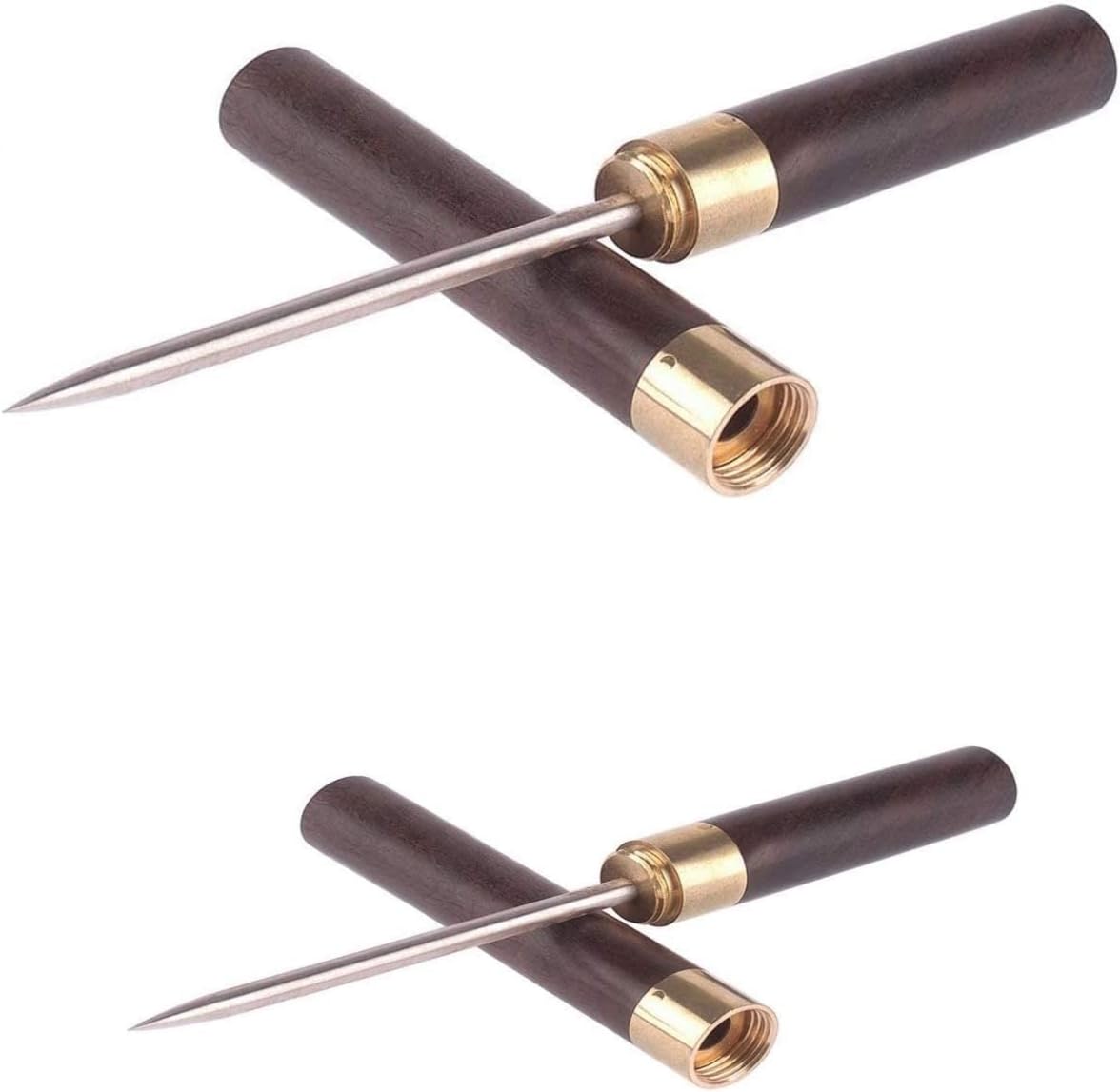 Palillos de hielo de acero inoxidable con mango de madera y cubierta de seguridad para cocina, bares, camareros, pícnics, camping y restaurante, (2