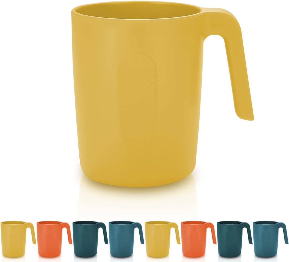 Kyraton Juego de tazas de plástico de 8 piezas, irrompibles y reutilizables, ligeras, de viaje, tazas de café, tazas de expreso, fáciles de