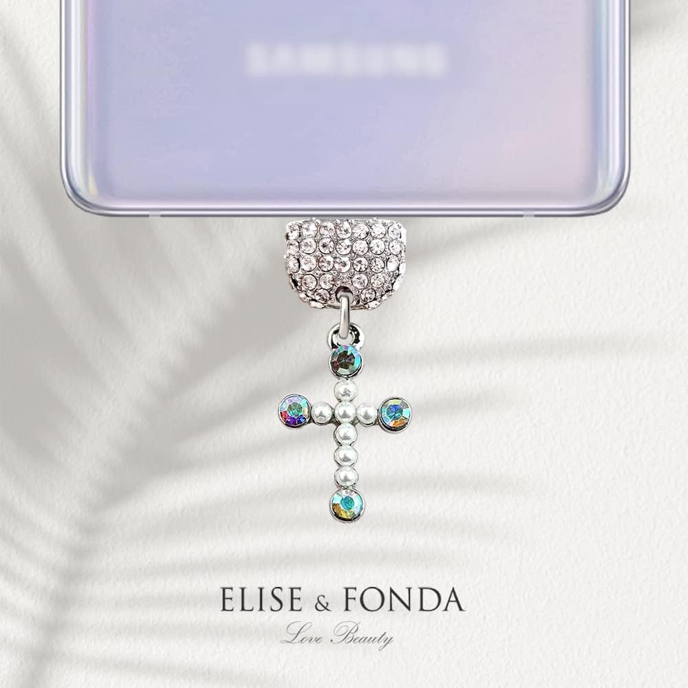 ELISE & FONDA TP83 Tipo-C Puerto de carga USB Crystal Anti Dust Plug Little Cross Cell Phone Charm para Samsung GalaxyHuaweiOnePlusXiaomioppo Nuevos