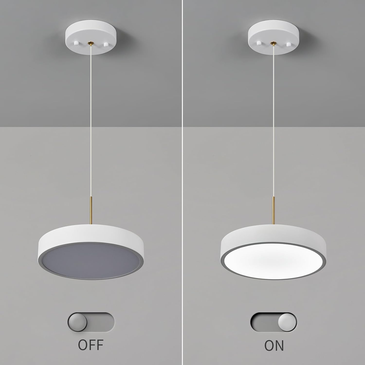 Lámpara colgante LED moderna de 9.05 pulgadas con forma acrílica blanca regulable de 6000 K para comedor, cocina, isla y sala de estar (1 unidad)