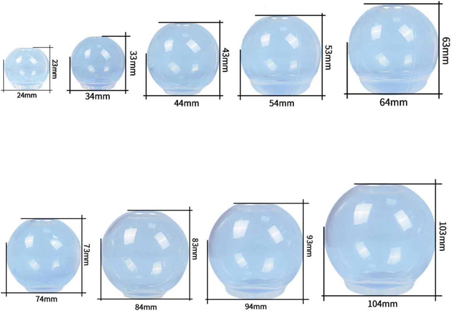 1 molde de resina de silicona de esfera 3D de 9 tamaños, molde de bola de silicona transparente, moldes de silicona grandes sin costuras para hacer