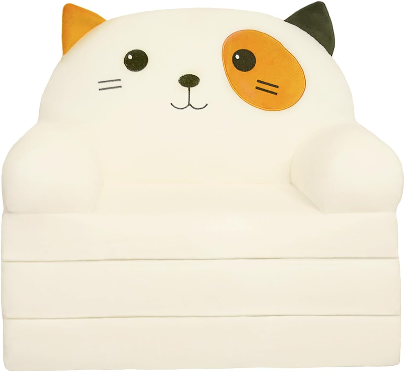 QIUODO Sofá plegable para sala de juegos, sofá abierto de terciopelo 2 en 1 para niños pequeños de 1 a 3 años, cómoda silla infantil para leer y