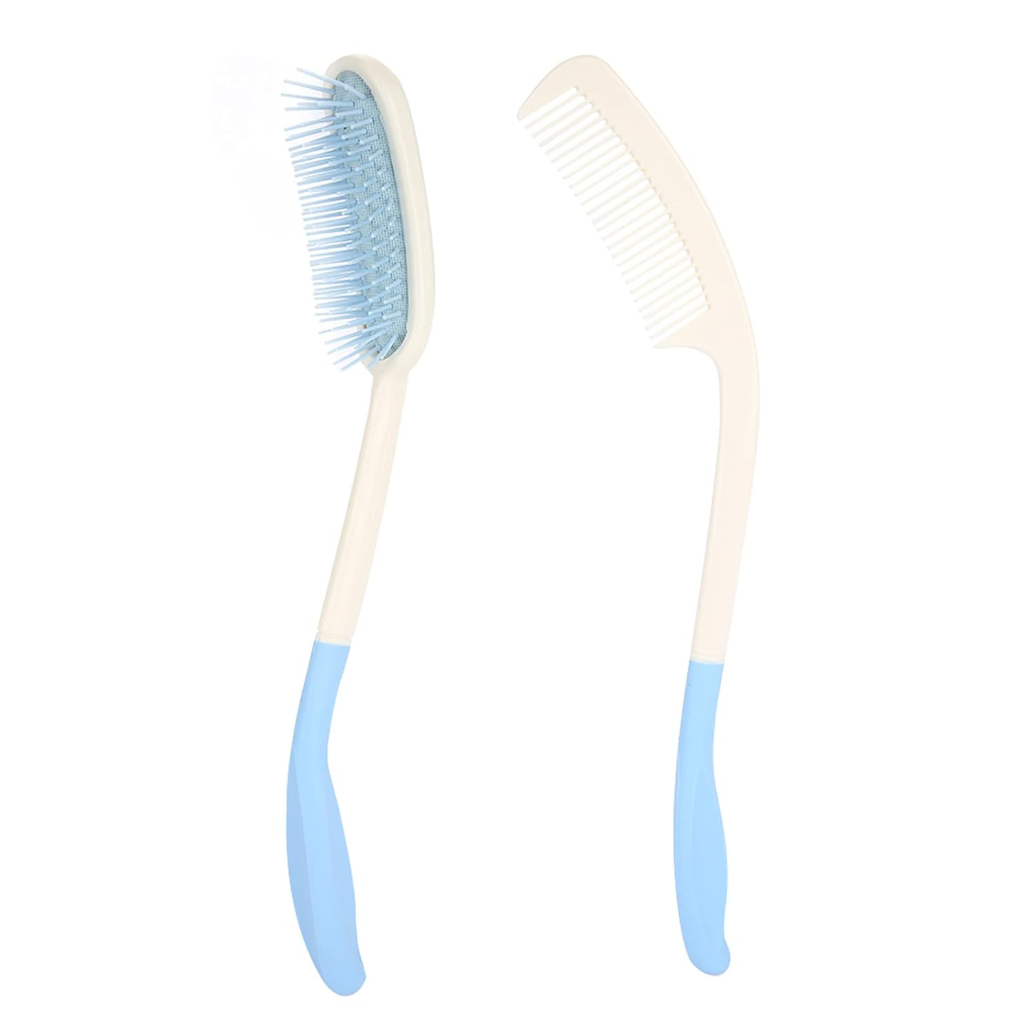 Cepillos de pelo de largo alcance, cepillo de mango largo, mango antideslizante, peine largo alcance cepillo de pelo largo azul