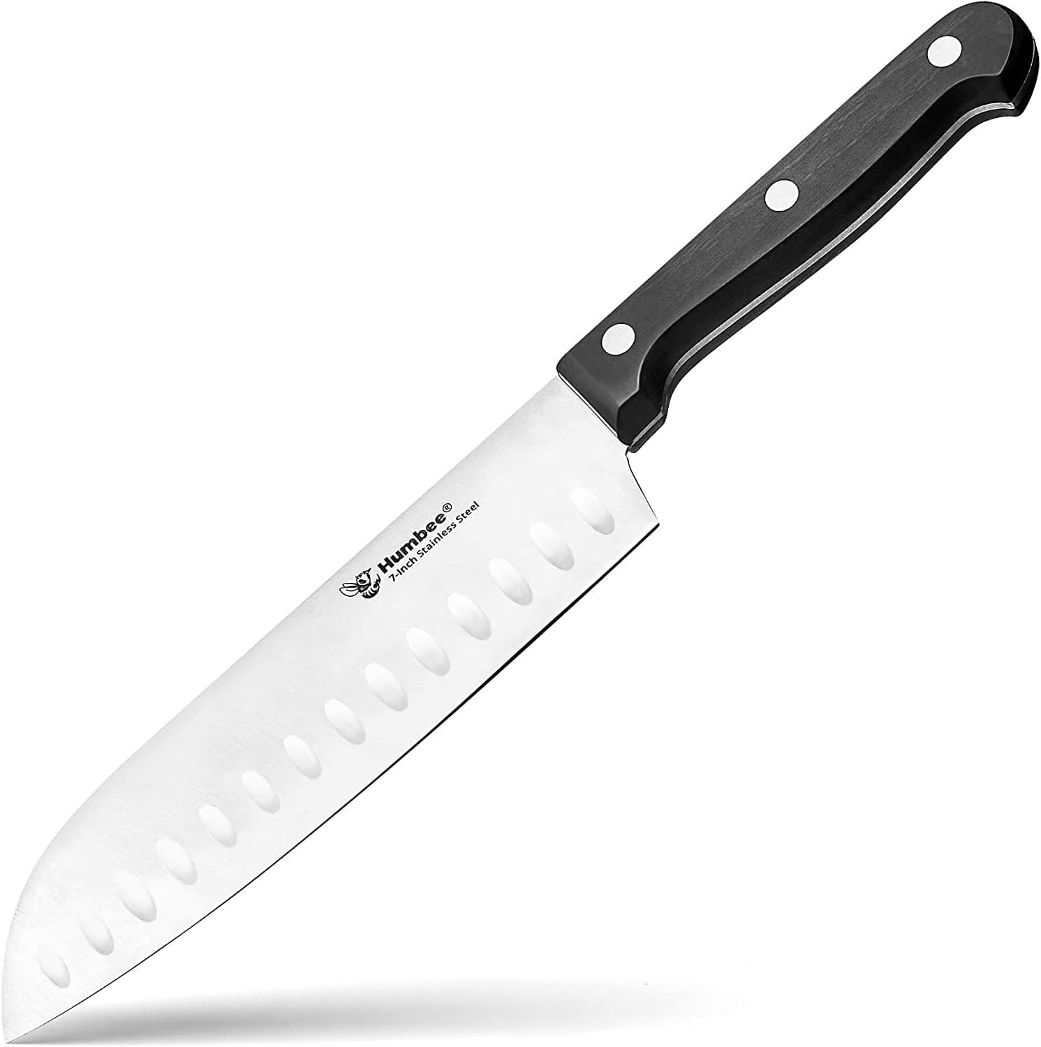 Humbee, Cuchillo Santoku de acero inoxidable de 7.5 pulgadas, cuchillo de chef japonés ultra afilado, cuchillo de cocina de agarre cómodo