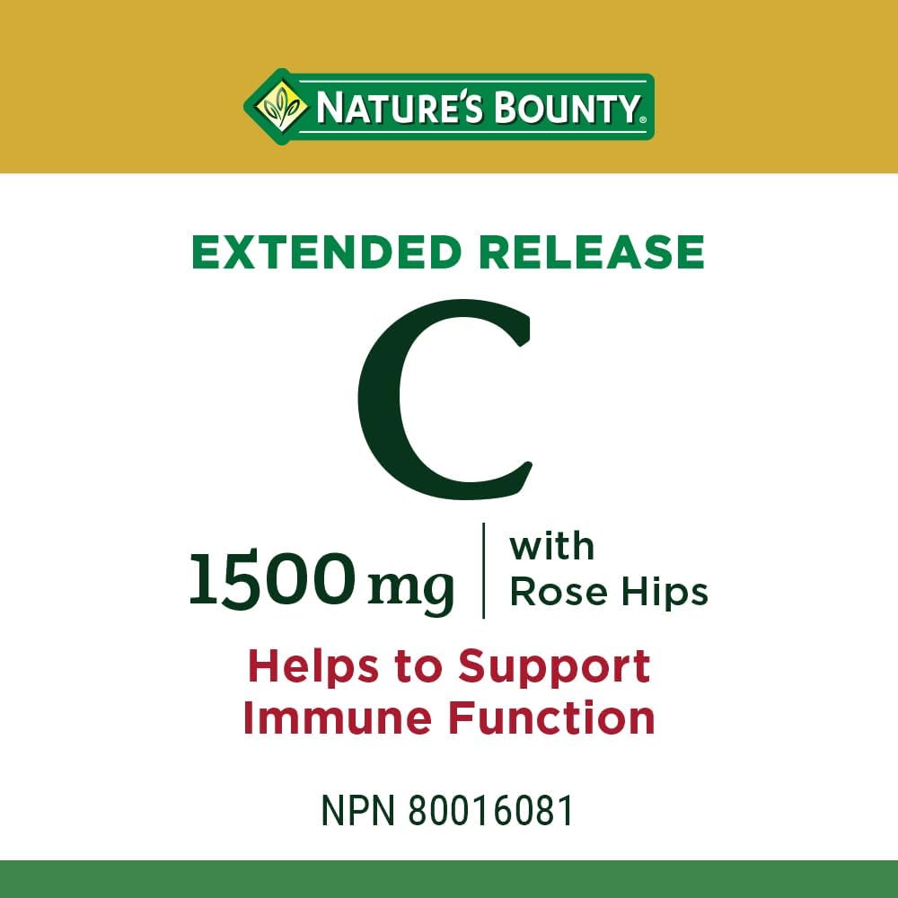 Nature’s Bounty Vitamina C-1500mg de liberación prolongada con escaramujos 100 unidades