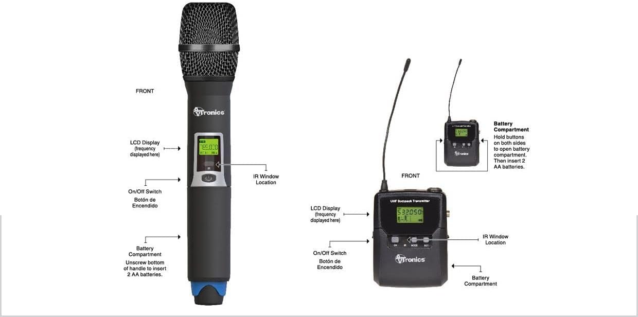 Sistema de micrófono inalámbrico profesional, 200 canales UHF 3 de mano y 1 cinturón y lavalier, sistema de micrófono para habla, canto, eventos,