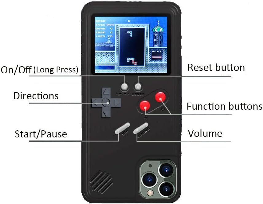 KJArrow Gameboy – Funda para iPhone 13, diseño retro con 36 colores para iPhone 13, color negro