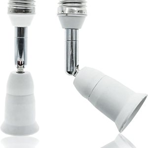 Paquete de 2, extensor de enchufe E26E27, 4.5 pulgadas, vertical 90 horizontal 360 ajustable, 100V – 250V, máximo 150W, base de tornillo mediano Paquete de 2, extensor de enchufe E26E27, 4.5 pulgadas, vertical 90 horizontal 360 ajustable, 100V – 250V, máximo 150W, base de tornillo mediano