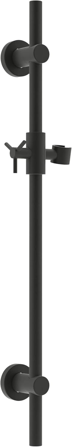 Barra deslizante de ducha de metal de 27.5 pulgadas para cabezales de ducha de mano, negro mate, cabezal de ducha de altura ajustable con sistema de