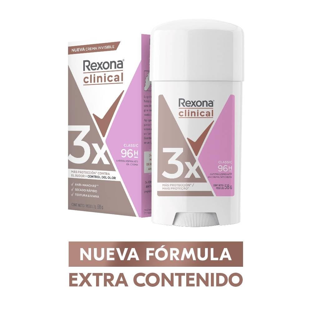 Antitranspirante en Crema Rexona CLINICAL Clean 58grms 96hrs