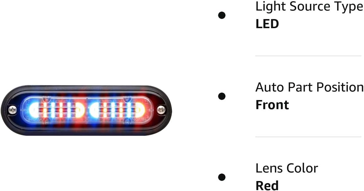 Whelen, Ultra delgado, ION, serie T, color DUO, Super-LED, montaje en superficie empotrada, cabezal de luz (rojoazul)