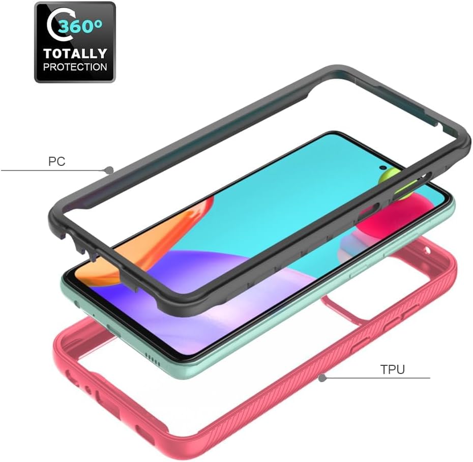 Asuwish Funda para teléfono Samsung Galaxy A52A52S 5G con protector de pantalla de vidrio templado y soporte delgado, híbrida, resistente, funda