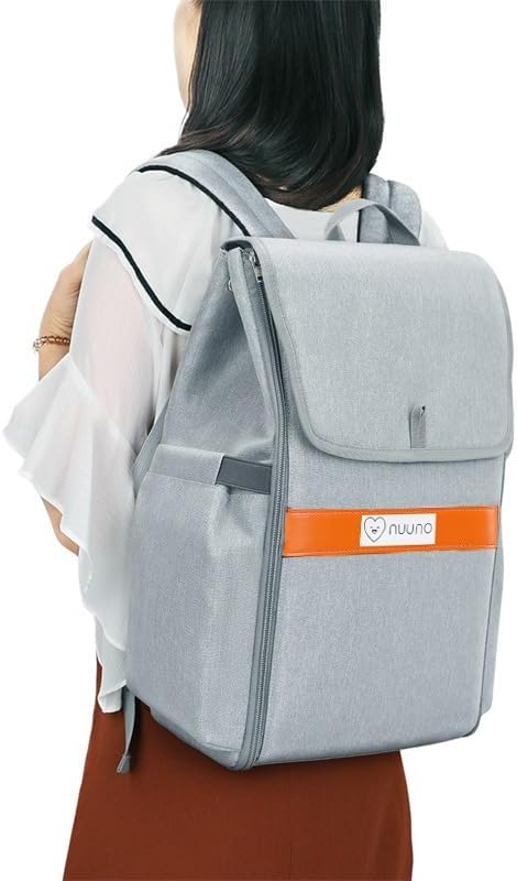 Nuuno – Bolsa de pañales para bebé, bolsa de viaje multifunción con cambiador, bolsillos aislados, impermeable y correas para cochecito, Gris,