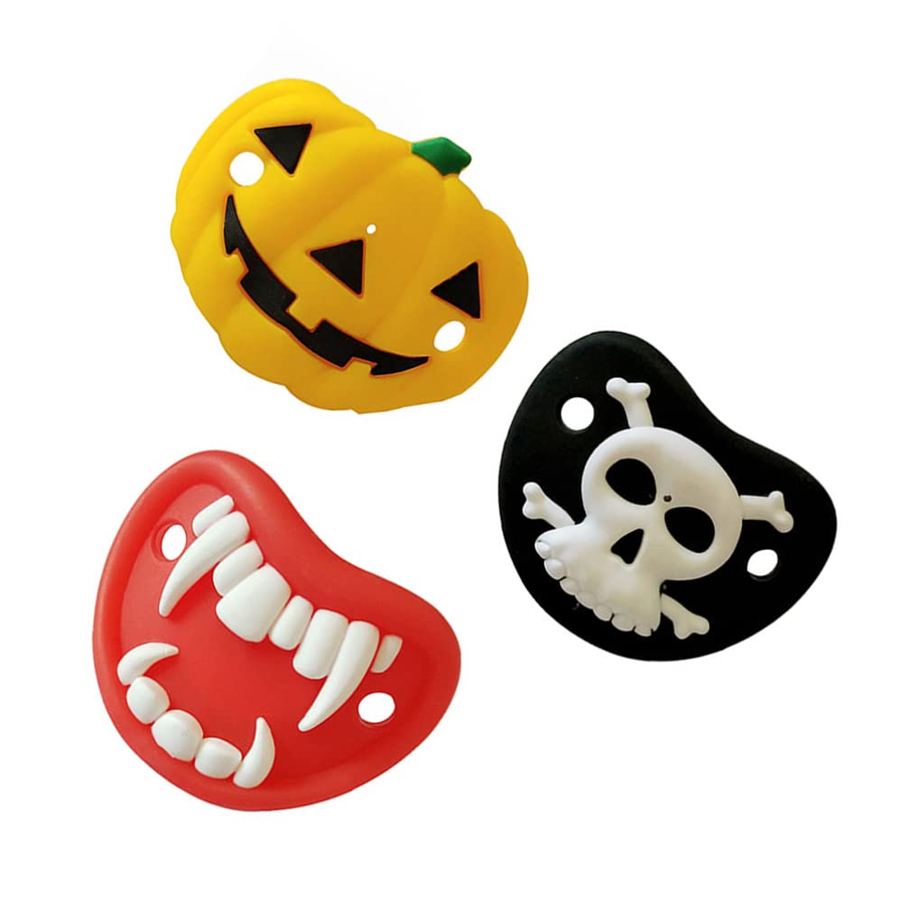 Kisangel Chupetes divertidos de calabaza y esqueleto, vampiros, colmillos en forma de chupón, chupón para bebé, chupón para fiesta de Halloween