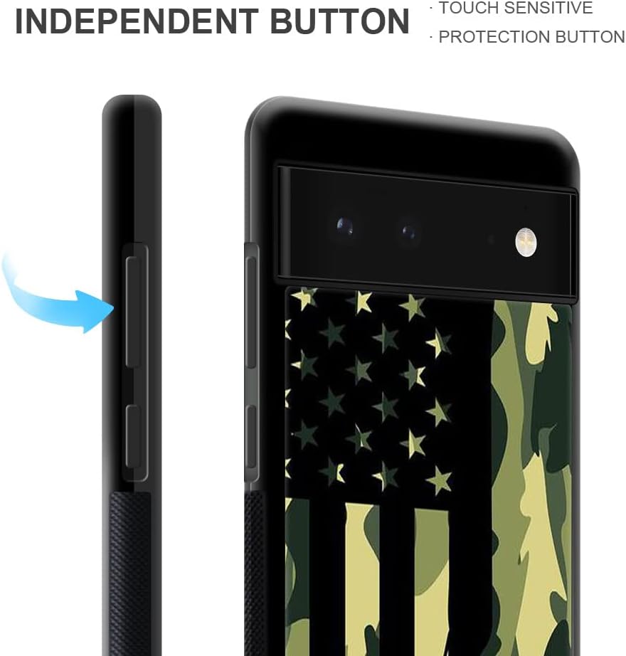 DJSOK Funda compatible con Google Pixel 7, diseño de bandera de camuflaje clásica verde para hombres, niños y niñas, doble capa a prueba de golpes,