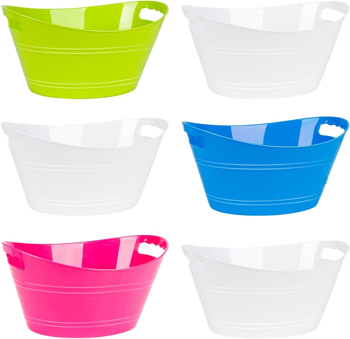 6 cubos de hielo de plástico para fiestas, bebida, tina de vino, enfriador de bebidas grande para bar de cócteles, tina de almacenamiento multicolor