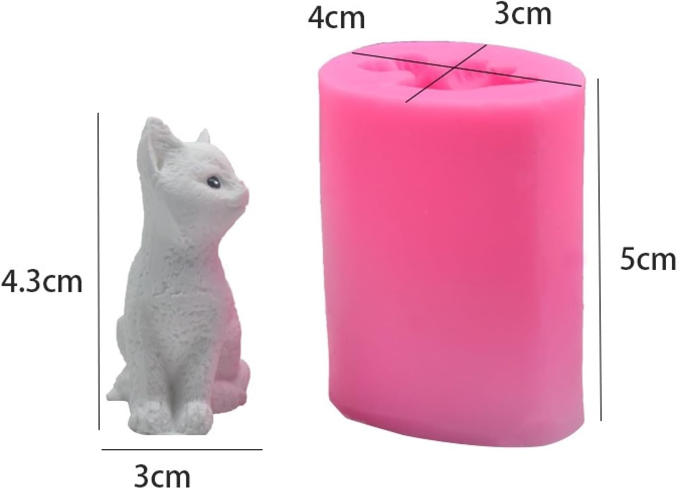 Molde de fondant 2 piezas de molde para velas de gato, molde de silicona para jabón hecho a mano de chocolate
