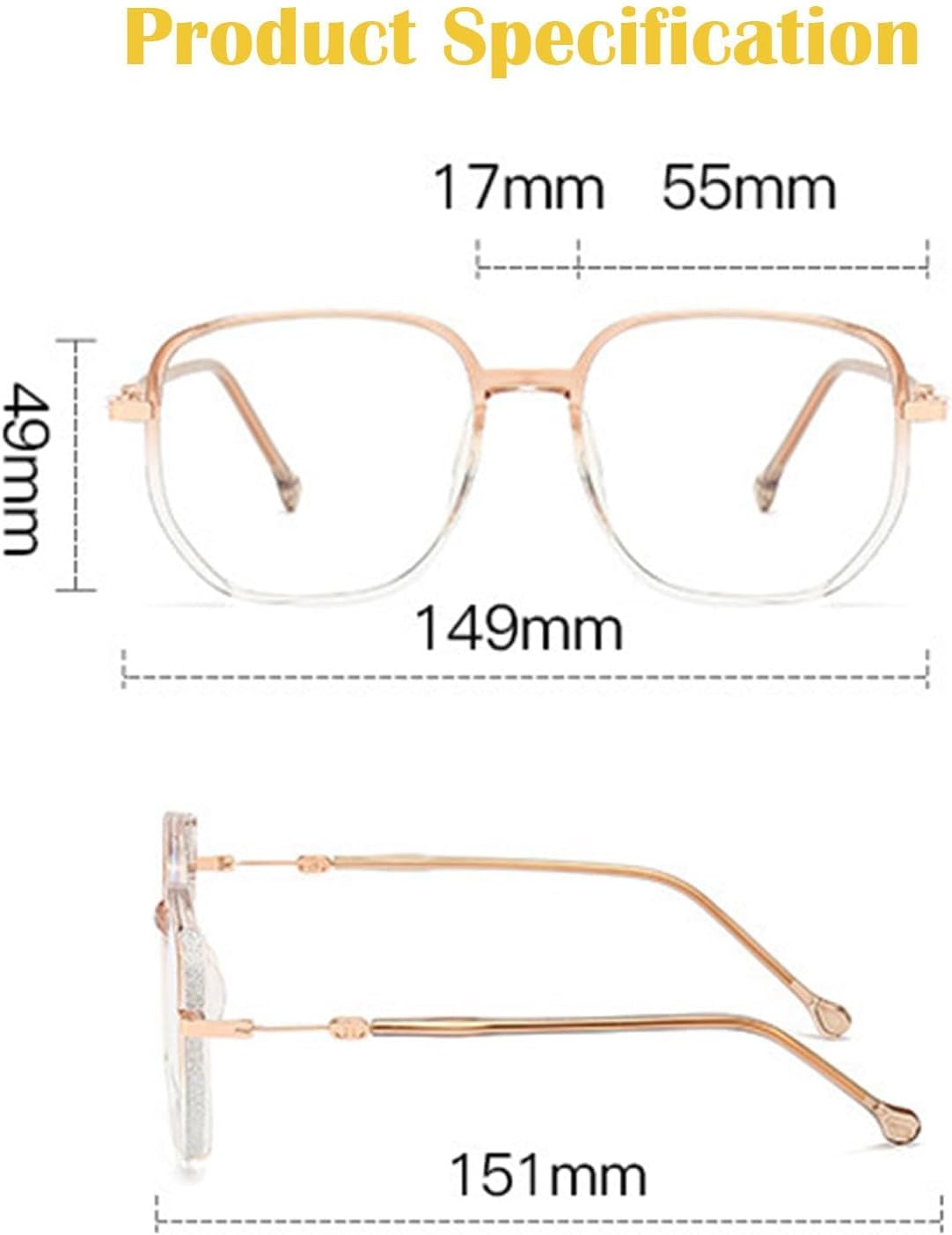 OSMARI Gafas de lectura con luz azul portátiles para mujer, lentes de lectura con diamantes sin montura para mujer, cuadrados