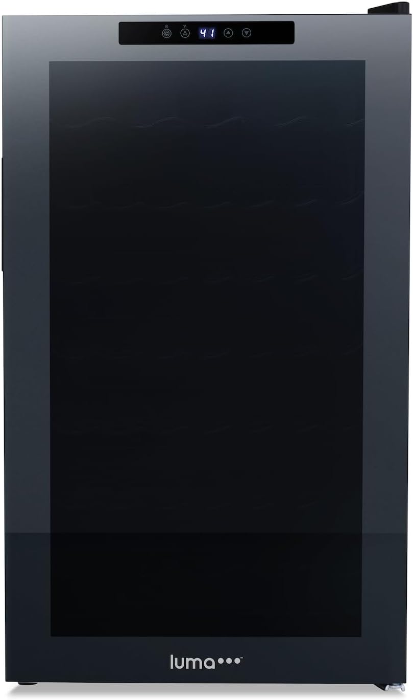 Shadow Series – Refrigerador de vino de 51 botellas, refrigerador de vino con espejo independiente con puerta de vidrio templado de doble capa y