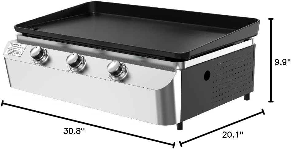 Nexgrill Plancha plana de 3 quemadores, 465 pulgadas cuadradas., perfecta para acampar, cocinar al aire libre, patio, plancha de acero inoxidable