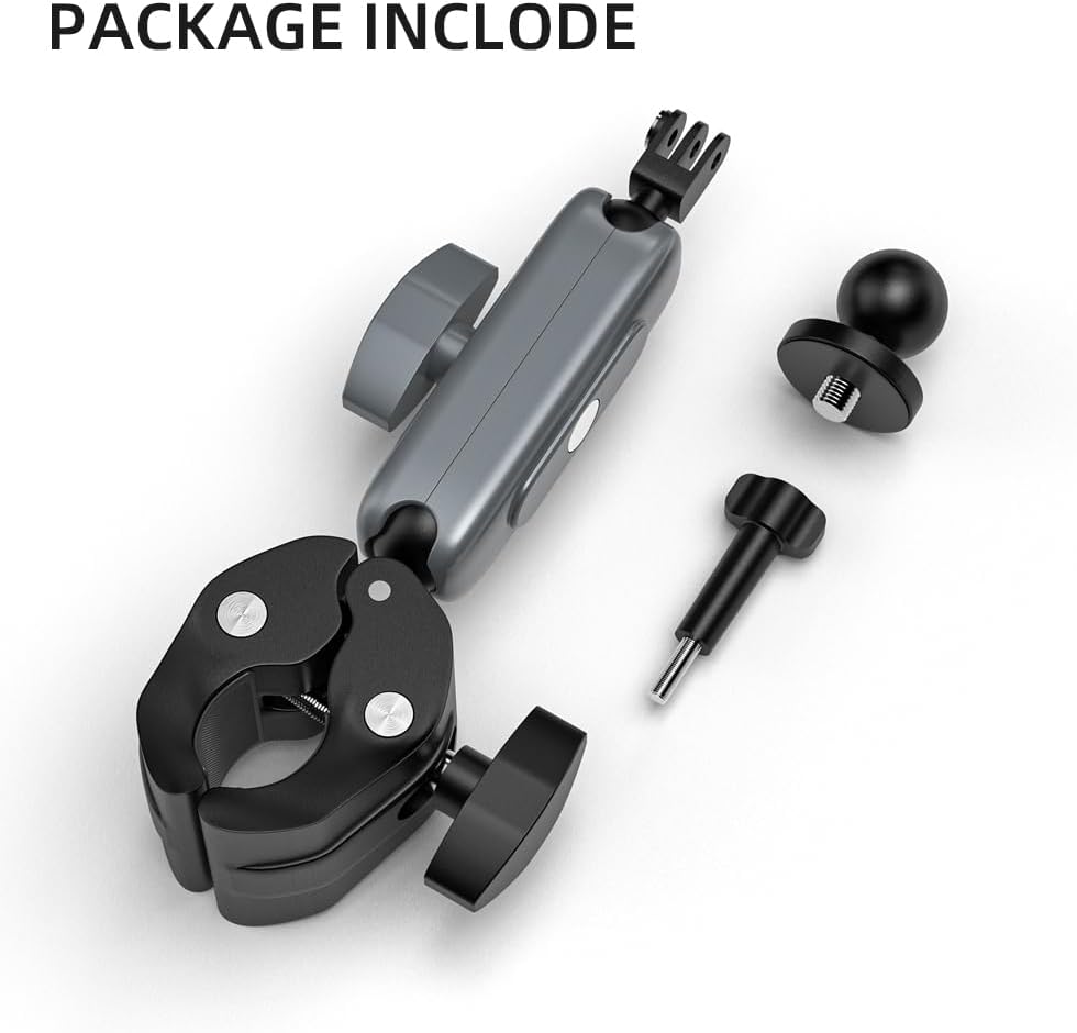 SUREWO Soporte de abrazadera para manillar, soporte de poste de bicicleta de motocicleta con cabezal de bola flexible 360 compatible con GoPro Hero