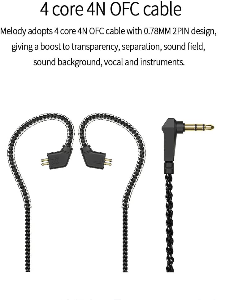 H HIFIHEAR Monitores intrauditivos CCZ Melody 1BA 1DD Auriculares profesionales con cable con aislamiento de ruido, auriculares estéreo de alta