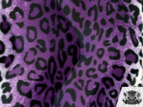 Velboa FauxFake Fur Leopard Purple Black White Fabric by The Yard