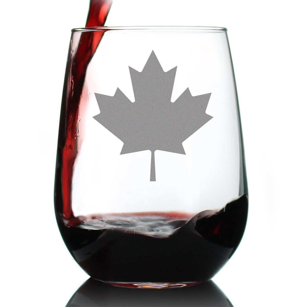 Canada Maple Leaf Stemless Wine Glass – Canadian Flag Gifts and Decor for Women and Men – Large 17 Oz Glasses