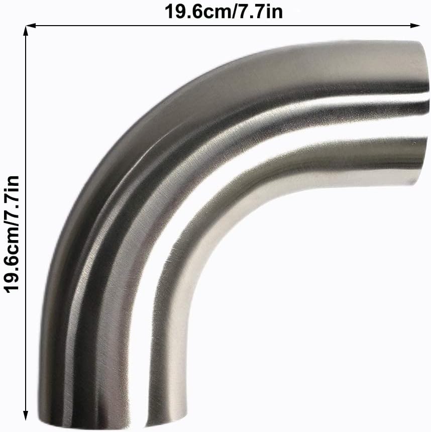 Codo de curva de escape 90 grados, grosor de pared de 16GA0.063 in, radio de curvatura 1.5D, acero inoxidable SS304 (3 pulgadas)