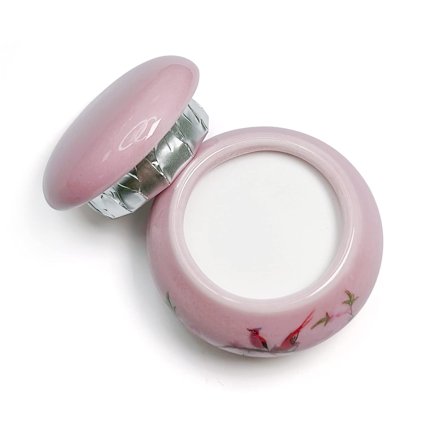 Plato de porcelana Dappen con tapa para polvo líquido acrílico, taza de cerámica, cuenco líquido de uñas (YSHJB008) (rosa)