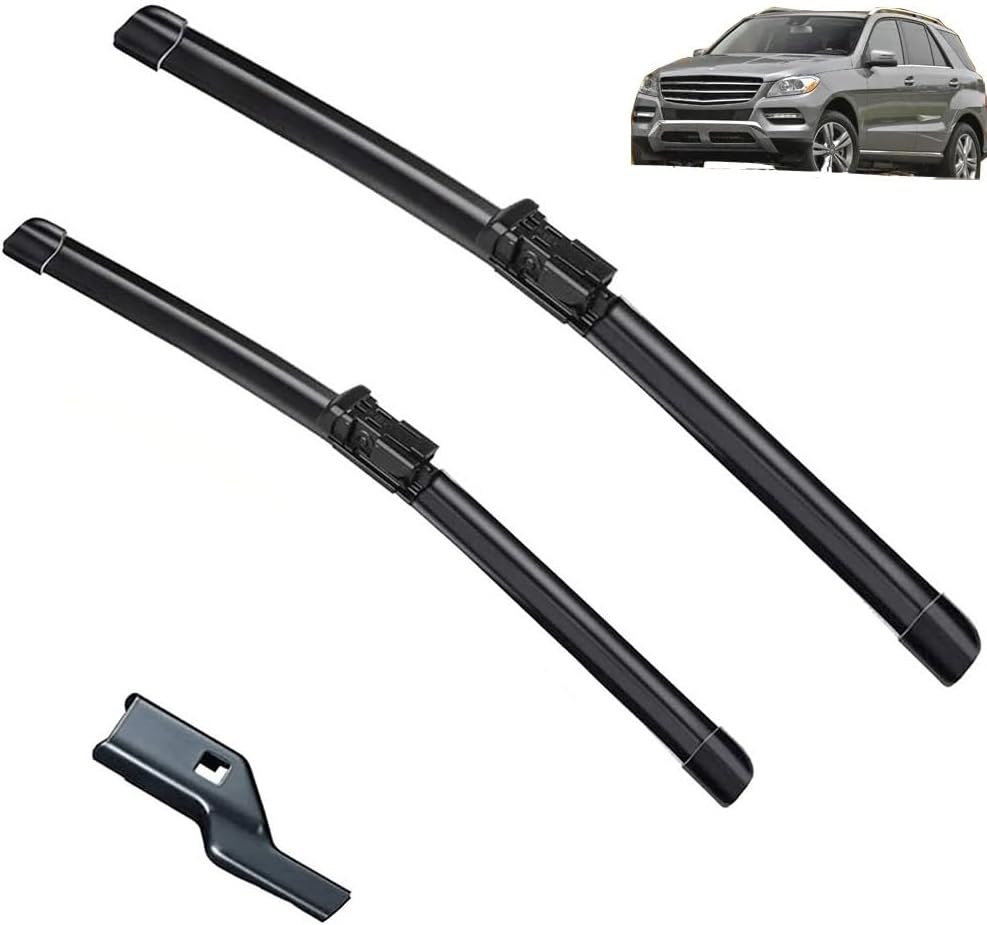 Limpiaparabrisas delantero compatible con Mercedes-Benz M ML GLE Clase W166 X166 parabrisas parabrisas ventana lluvia cepillo 26 + 24 pulgadas