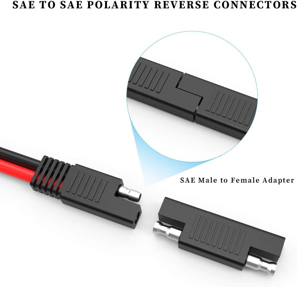 EXTRACTME 10AWG 2 Pin Power Industrial Circular Cable Adaptador a SAE, enchufe solar Furion a conector SAE, apto para Furrion, maleta de panel
