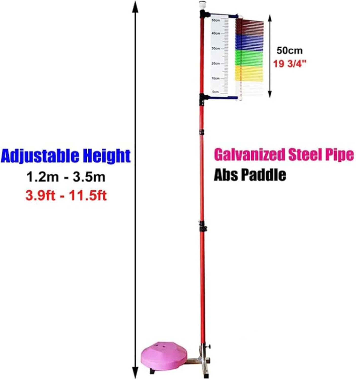 Challenger vertical,Probador de salto vertical,Probador de salto vertical ajustable de 4.3-11.8 ft,con base estable,Baloncesto Voleibol Spike Coach