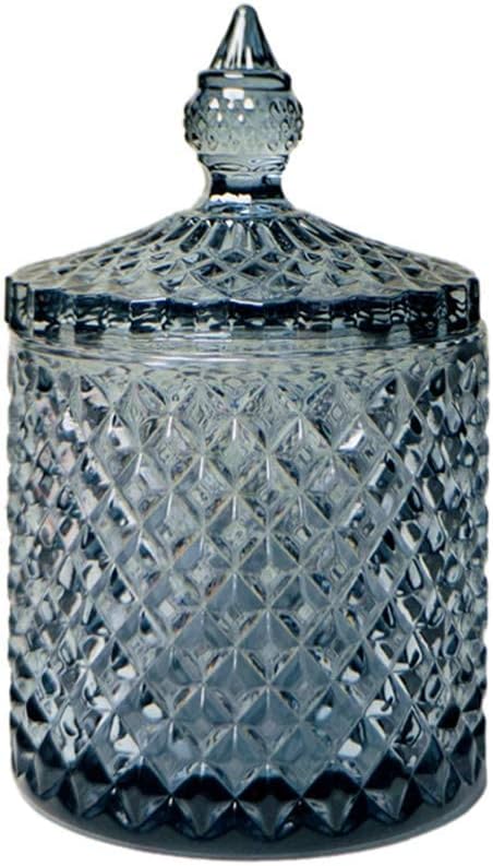 Sizikato Tarro de caramelo de cristal facetado de diamante con tapa, tarro decorativo colorido, joyero, soporte de almacenamiento de hisopos de