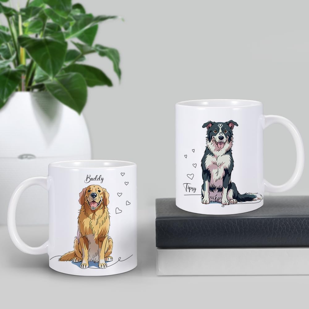 Taza de café personalizada para perro, taza de café personalizada de 11 onzas, taza de café personalizada con nombre de foto de mascota, regalos
