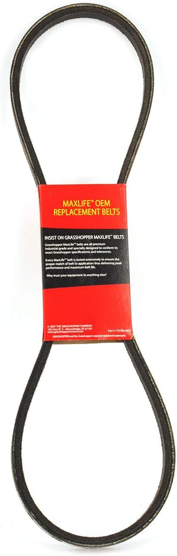 Grasshopper Correa MaxLife para cortacésped, diseñada según los estándares específicos de materiales, dimensiones, forma, construcción y