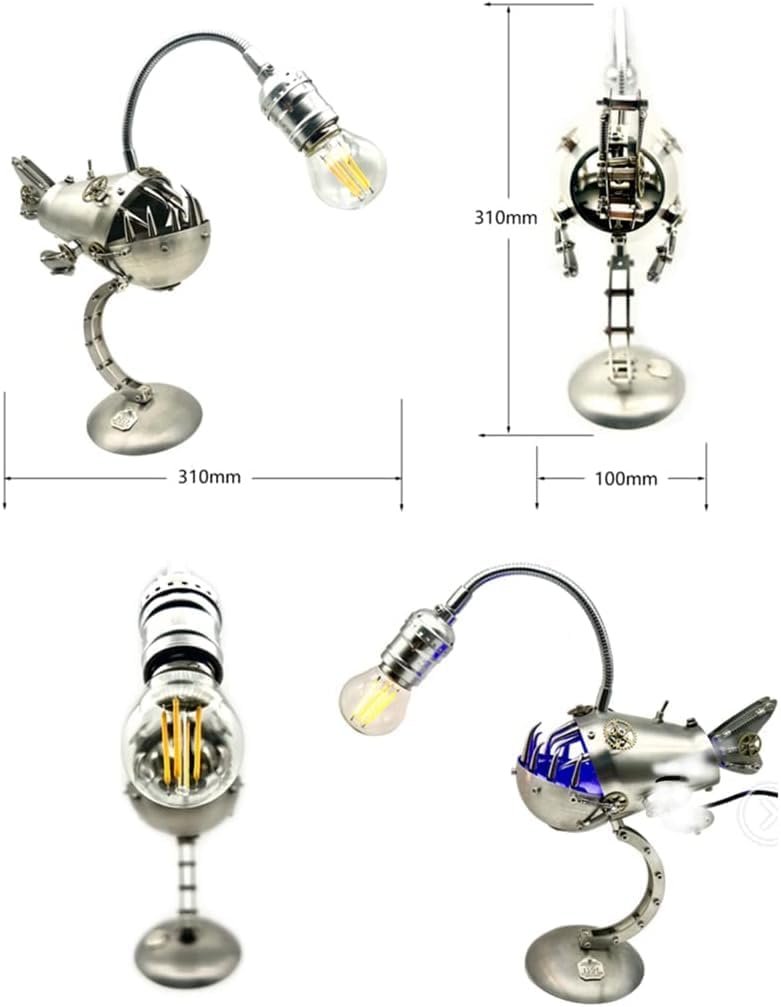 Rompecabezas de metal 3D, kit de manualidades para manualidades, modelo de lámpara de escritorio de pez pescador de metal 3D, para aliviar el estrés