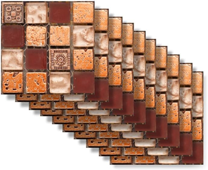 Hixingo 10 papel tapiz impermeable para despegar y pegar, azulejos de PVC para despegar y pegar, paneles decorativos de pared para cocina, baño (30