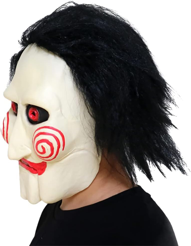Máscara de sierra de Halloween, máscara de rompecabezas de asesino aterrador, máscara de Billy de película de terror, máscara de marioneta de