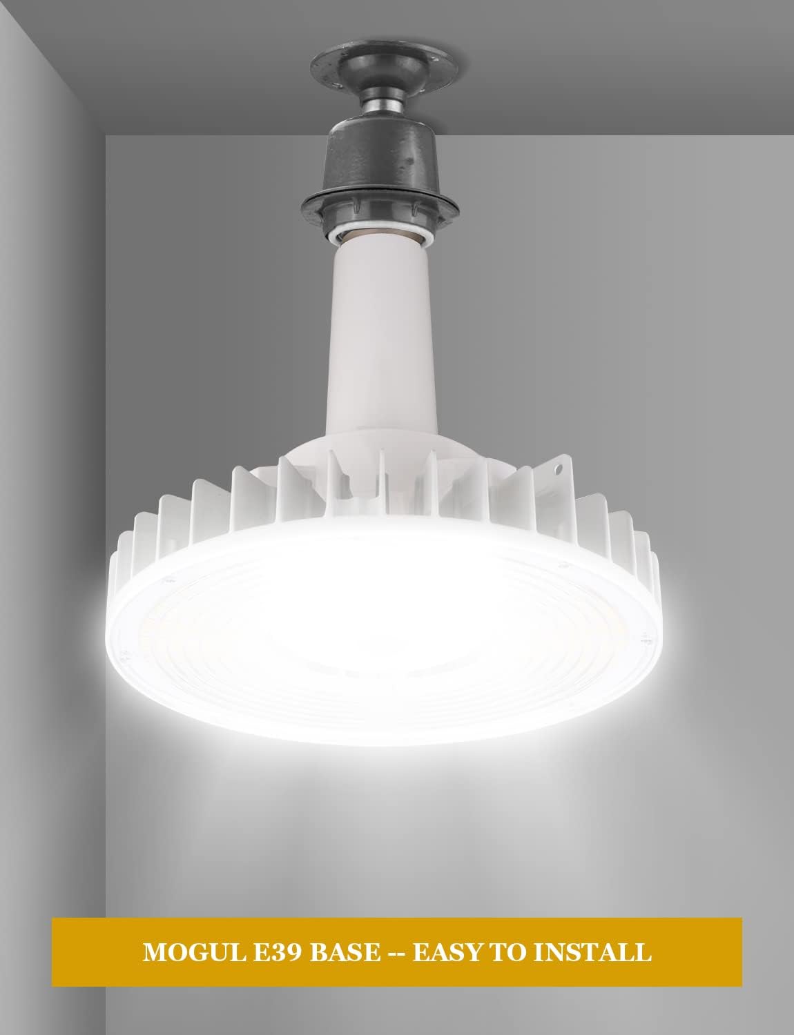 dephen Bombilla LED UFO de 120 W con extensor de base Mogul E39, luz de maíz de alta bahía de 5700 K compatible con sensor de movimiento, repuesto